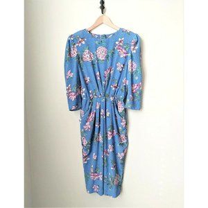 Vintage 80's Lisa II Dress- Floral Print Midi Dress Iconic 80"s Style